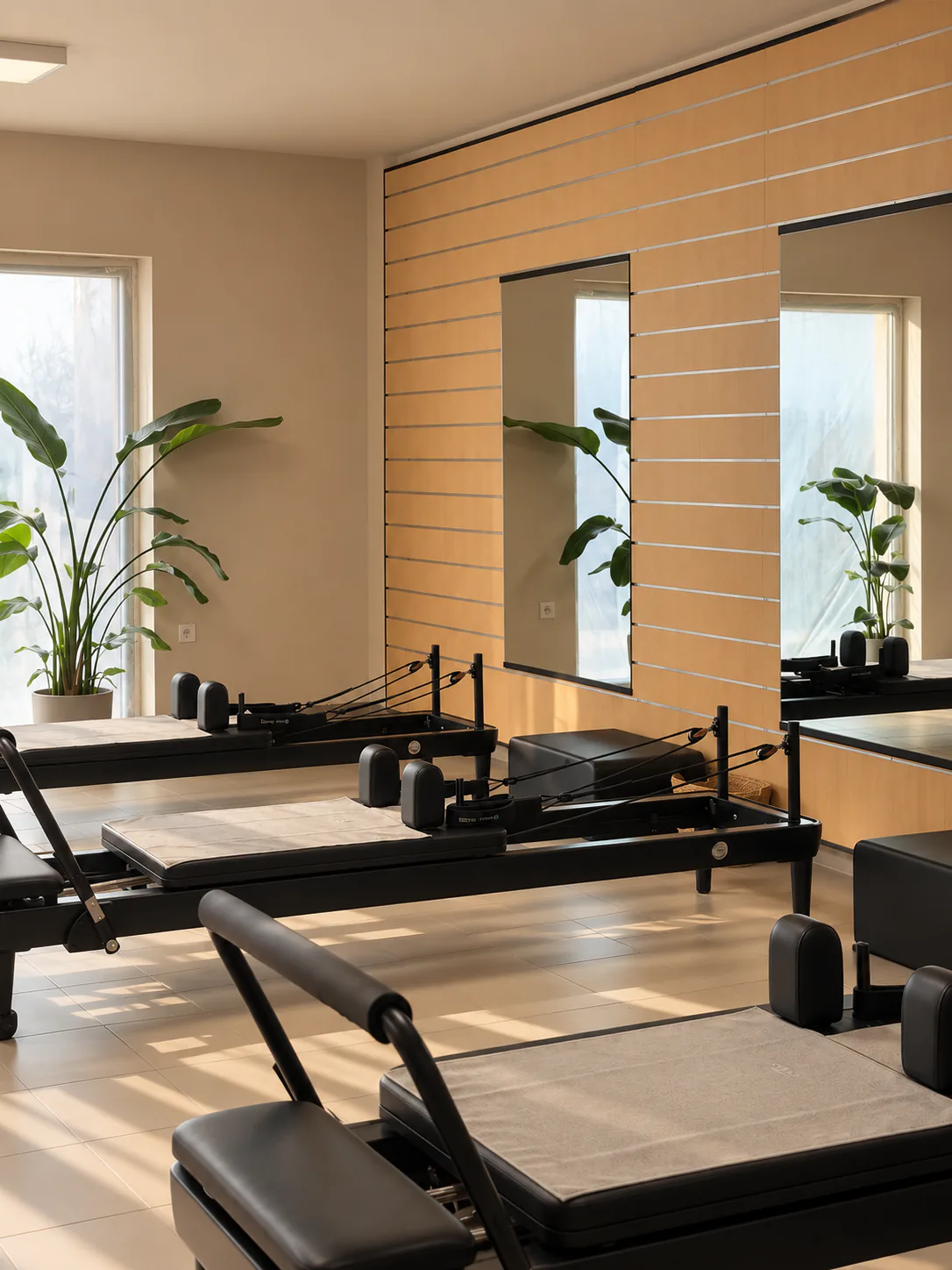 A Yuzu Pilates Studio pápai stúdiótere három reformer géppel